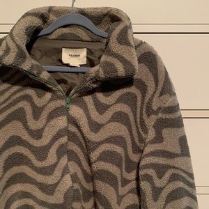 Pull&Bear Green Cropped Zip Up Sweatshirt